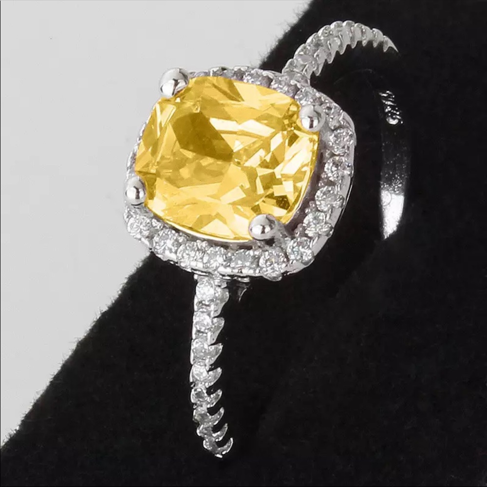 NEW* 18K yellow sapphire diamond halo ring